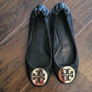 Tory BurchBrown Reva Metallic Lizard Print Flats